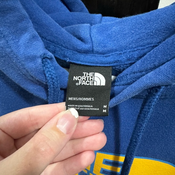 The North Face Men's Royal Blue Hoodie with Yellow Logo - Picture 2 of 3